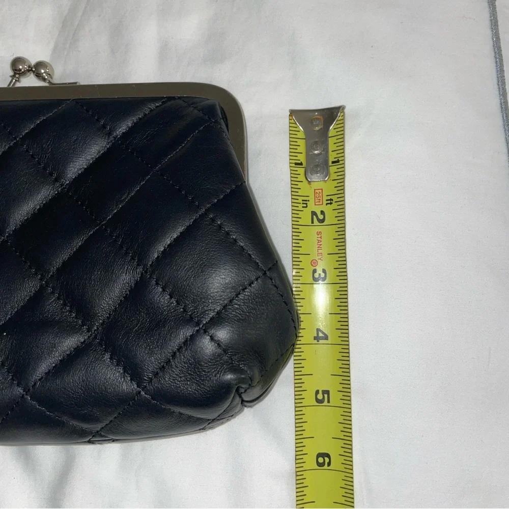 Margot New York Quilted Leather Chain Strap Clutch‎ Bag 12x5